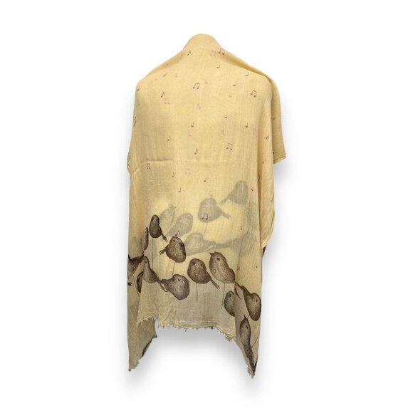 Studio Thirtysix Bird & Music Note Print Viscose Scarf Shawl 74" x 38" - Picture 10 of 11